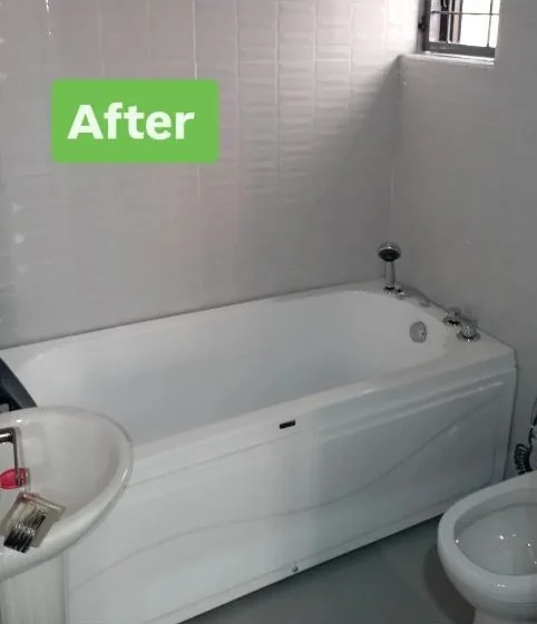 The same bathroom after the clean